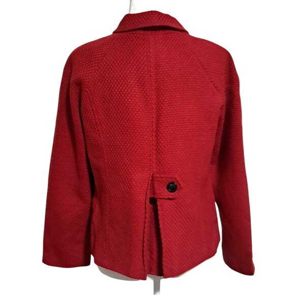 Vintage Classic Red Briggs New York Wool Blend Textured Blazer Jacket Size 10 - Picture 4 of 10